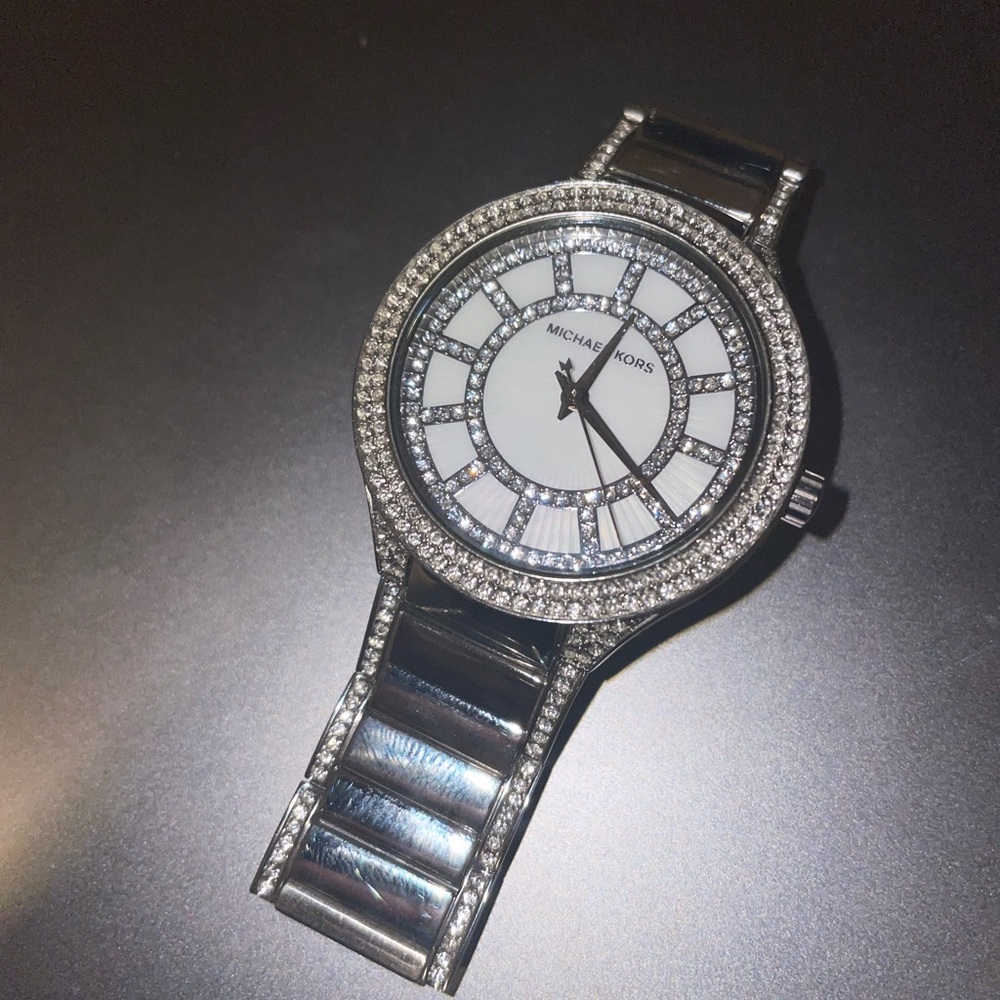 Michael Kors silver mother of pearl watch